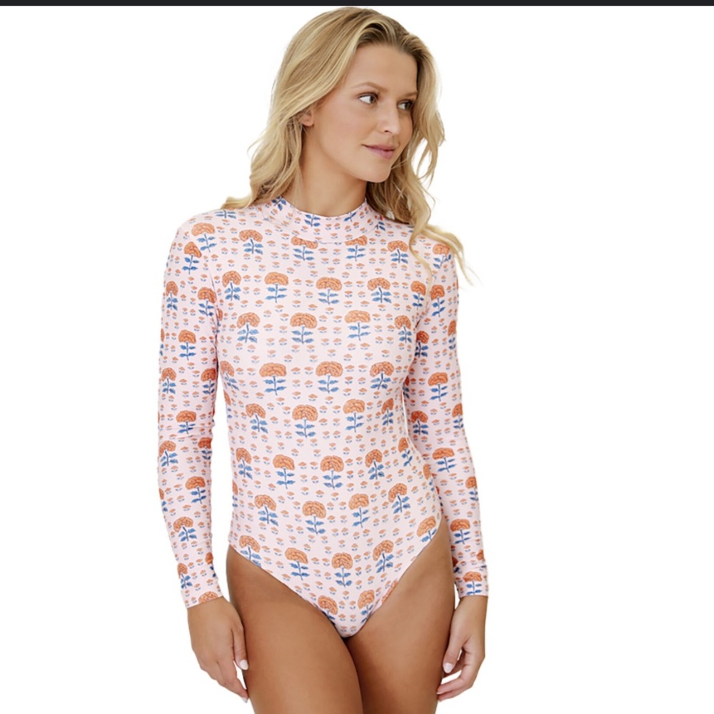NWT Citrine Riley One Piece(Coral Block Print)